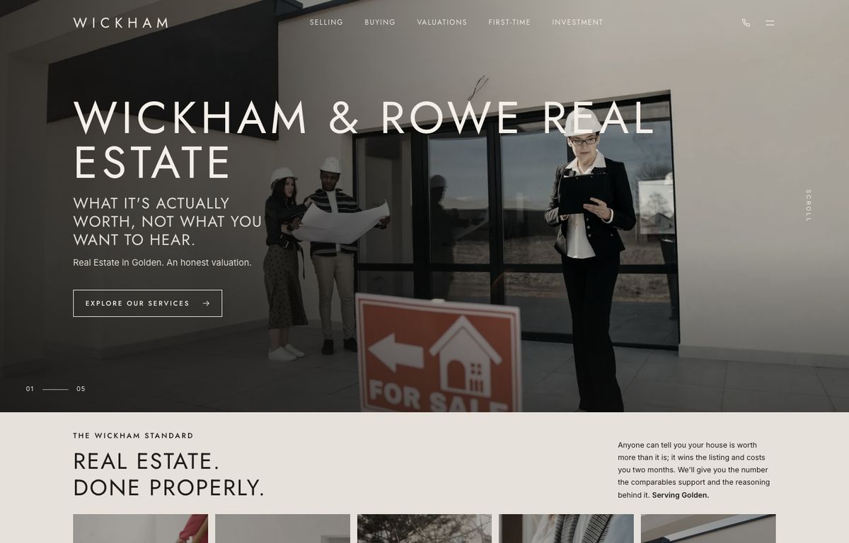 Real estate website example: the home page of a real estate site in the Kaelon design