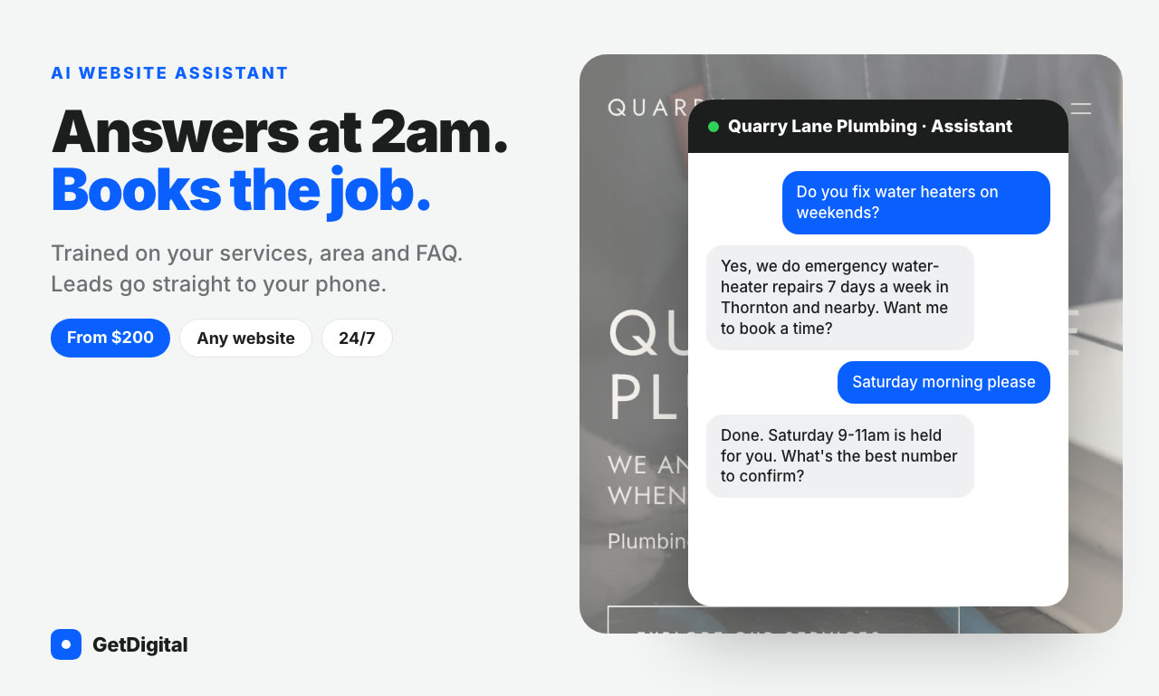 AI website assistant example